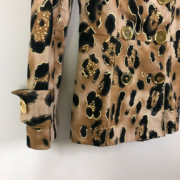 Cache Tan Metallic Leopard Print Trench Coat - Picture 3 of 9
